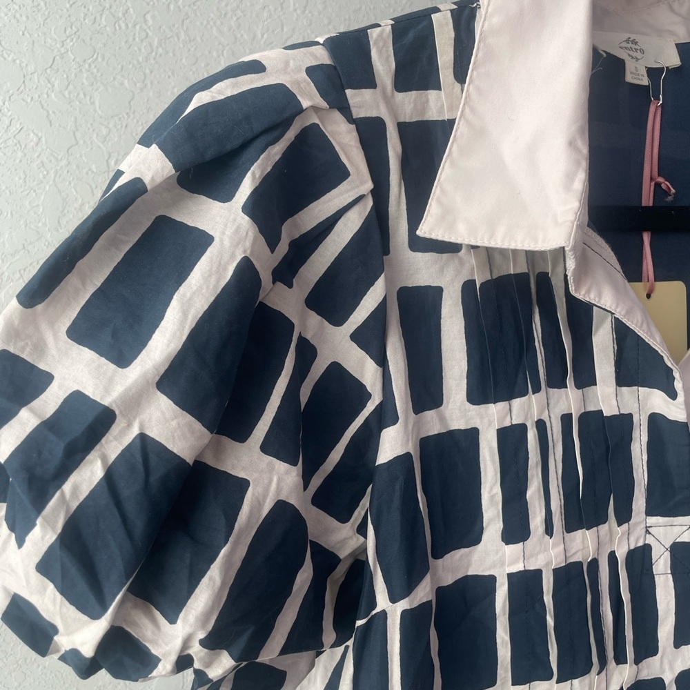 Entro Navy Patterned Puff Sleeve Dress - Picture 6 of 10
